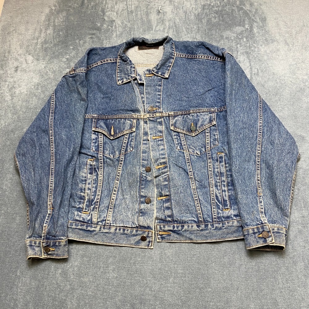 Butterfield Stage Trucker Jacket Women XL Blue Denim Cotton Button Front Pockets